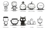 Line Art Halloween Sticker Set - Image 2