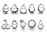 Line Art Fruit Sticker Set - Image 2