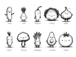 Line Art Vegetables Sticker Set - Image 2