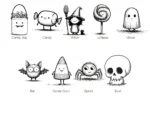Line Art Halloween Sticker Set - Image 3