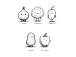 Line Art Vegetables Sticker Set - Image 3