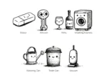 Line Art Everyday Objects Sticker Set - Image 5