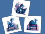 Whimsical Reading Dragons Sticker Set - Image 2